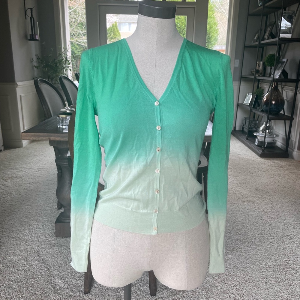Theory Green Ombre Cardigan Sweater